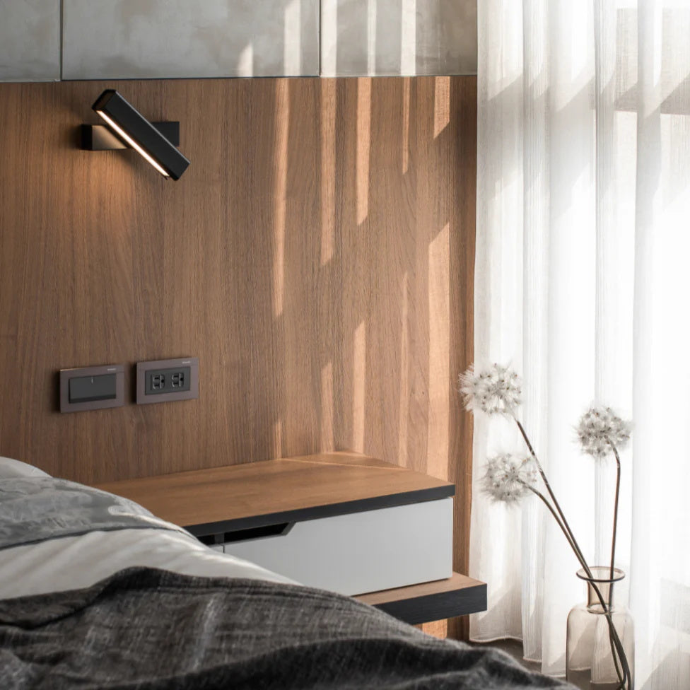 Olvynora Rotating Wood & Metal LED Wall Lamp - Minimalist Sconce - Image 4