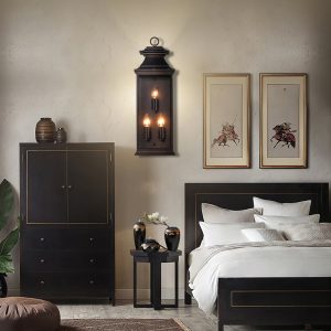 Alternative view of Esolarae Vintage Industrial Iron & Glass Wall Lamp